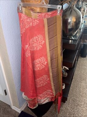 Lightweight pink reversible sari skirt from Darn Good Yarn